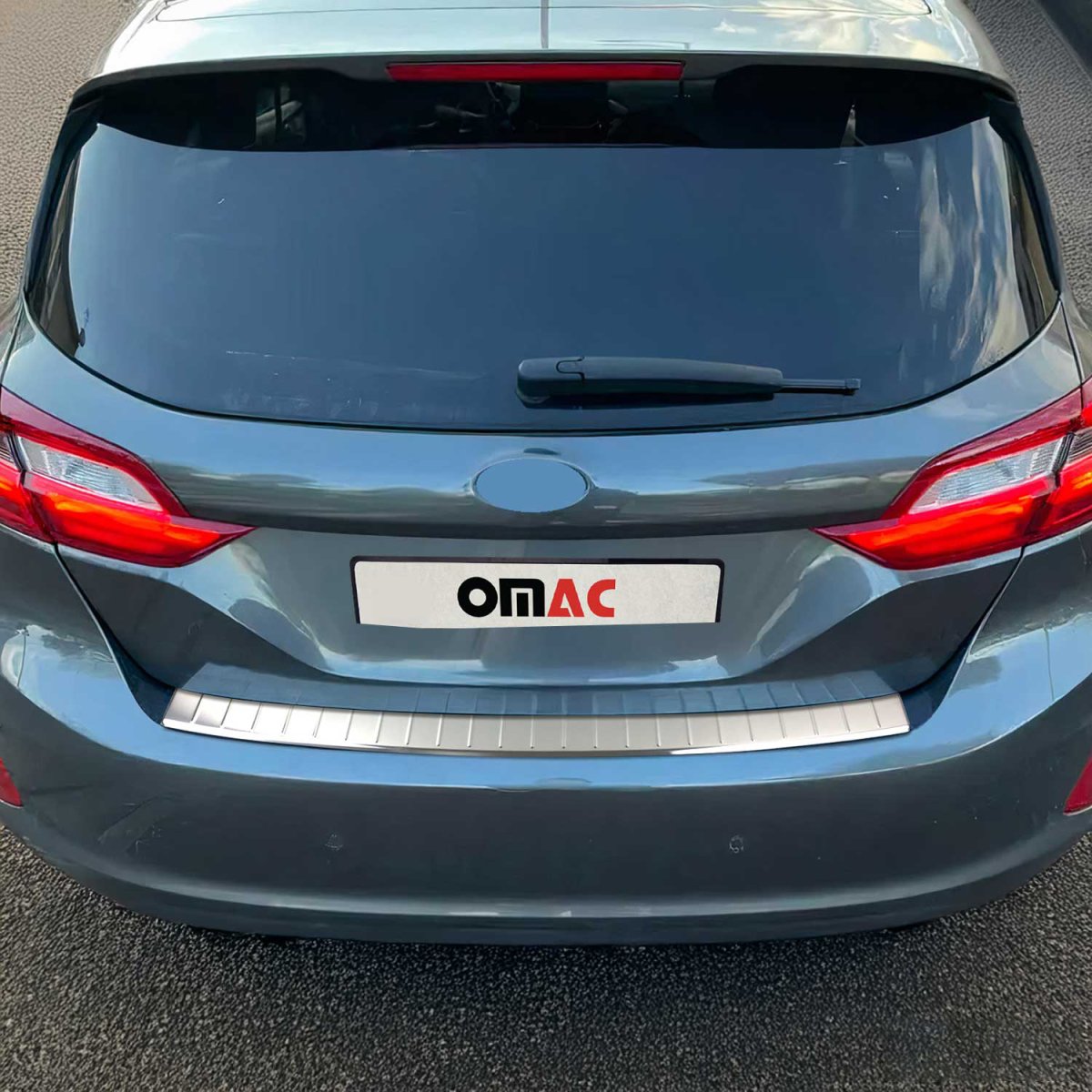 Ford Fiesta Rear Bumper Sill Cover - Omac - S.Steel - Gloss Silver - '17-'19 Ford Fiesta Rear Bumper Sill Cover - Omac - S.Steel - Gloss Silver - '17-'19